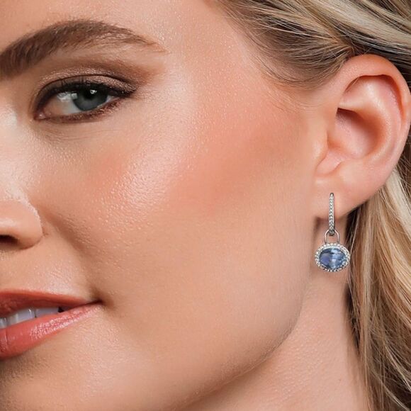 925 Sterling Silver with 4.44 Cttw Cassiopeia Mystic Topaz Oval Drop Earrings - Picture 3 of 5